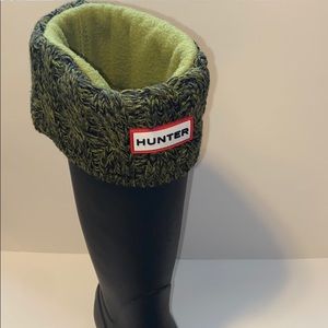 Green cable knit hunter boot socks